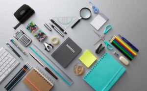 office: office supplies still life